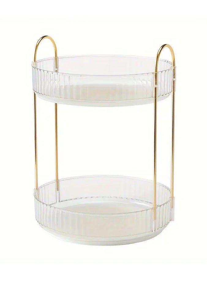 ORiTi 360 Rotating Shelving Makeup Organizer DIY Adjustable Carousel Spinning Holder Rack Large Capacity Cosmetic Storage Bag -CLEAR Single layer - Image 2