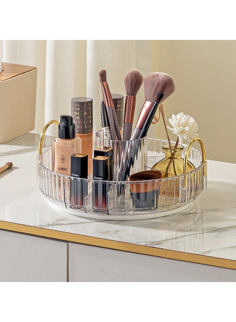 ORiTi 360 Rotating Shelving Makeup Organizer DIY Adjustable Carousel Spinning Holder Rack Large Capacity Cosmetic Storage Bag -CLEAR Single layer - Image 1