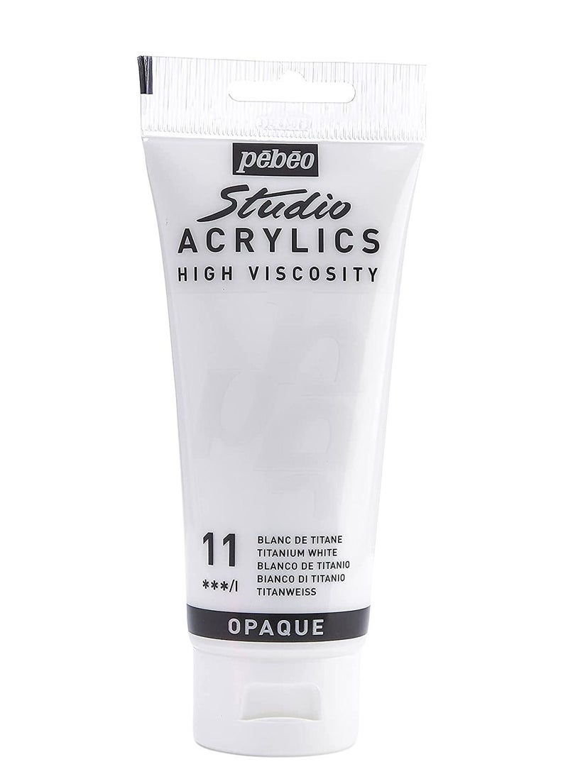 Pebeo Studio Acrylics High Viscosity 100 ml Titanium White 11 - Image 1