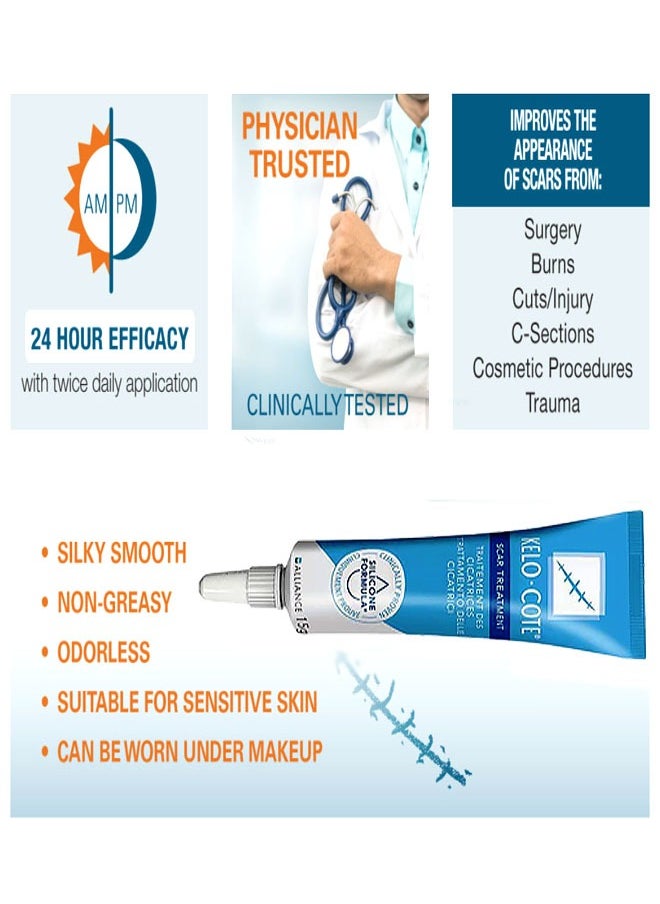 Kelo-cote - Advanced Formula Scar Treatment Gel 15g, Helps Soften And Smooth Raised Scars, Maintaining The Moisture Balance of The Adjacent Skin, Reduces Discolouration, Redness, Pain and Discomfort of Scars - Image 1
