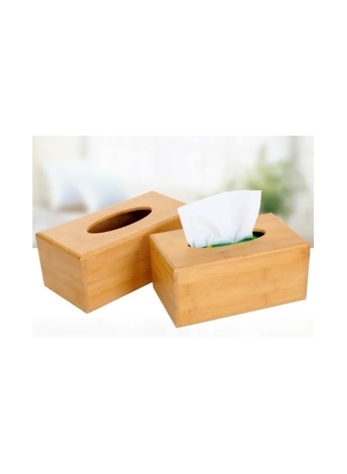 VIO Rectangular Bamboo Tissue Box Holder Water Resistant Wooden Facial Tissue Box Cover Simple Stylish Wooden Open Top Napkin Holder Case for Home Bathroom Car Office Desk Nightstand 2  - Image 1
