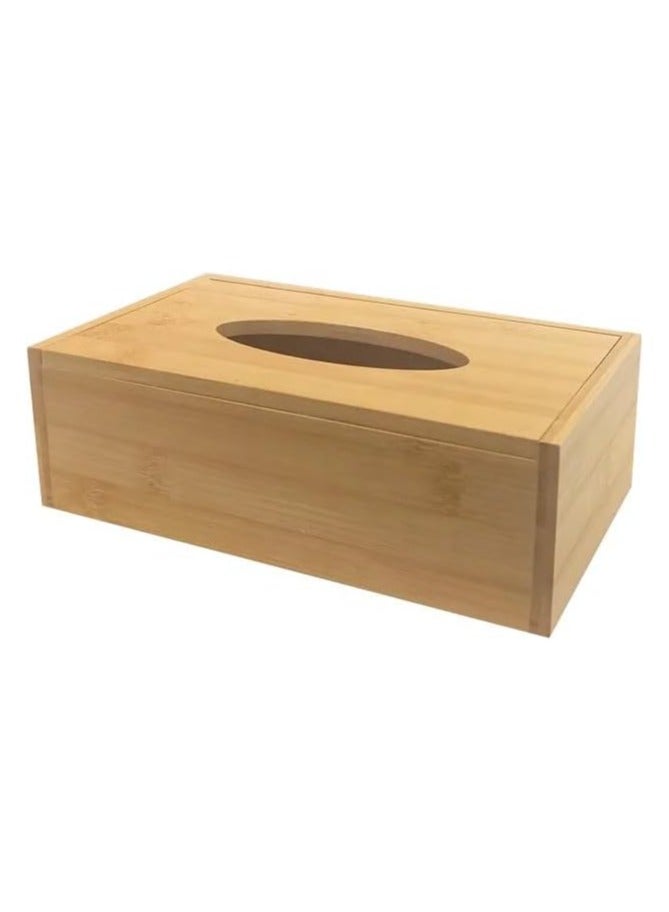 VIO Rectangular Bamboo Tissue Box Holder Water Resistant Wooden Facial Tissue Box Cover Simple Stylish Wooden Open Top Napkin Holder Case for Home Bathroom Car Office Desk Nightstand 2  - Image 2