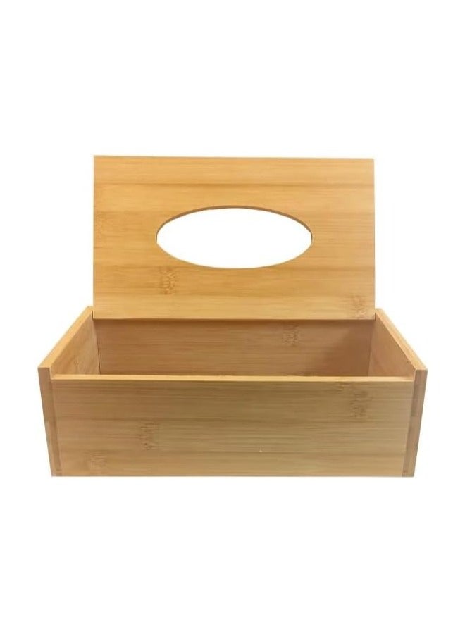 VIO Rectangular Bamboo Tissue Box Holder Water Resistant Wooden Facial Tissue Box Cover Simple Stylish Wooden Open Top Napkin Holder Case for Home Bathroom Car Office Desk Nightstand 2  - Image 3