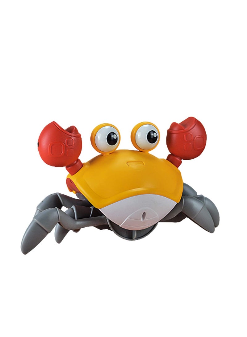 USB Rechargeable Walking Crab Toy for Kids Electric Toy Crab with Obstacle Avoidance Light Music Effect Crawling Toys for Kids Orange  - Image 1