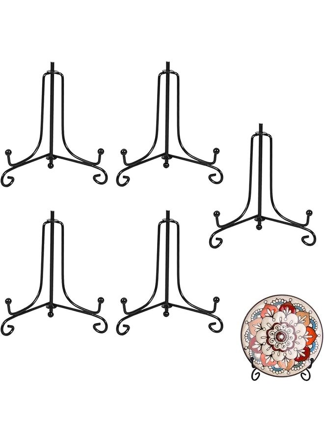 The Bros Iron Display Stand, 5 Pack Black Iron Plate Holder, Multifunction Plate Stands for Display, Metal Display Stands for Picture, Book, Decorative Plate, Platter, Photo Easel, Tablets and Art  - Image 1