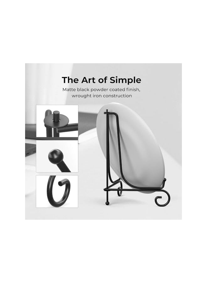 The Bros Iron Display Stand, 5 Pack Black Iron Plate Holder, Multifunction Plate Stands for Display, Metal Display Stands for Picture, Book, Decorative Plate, Platter, Photo Easel, Tablets and Art  - Image 3