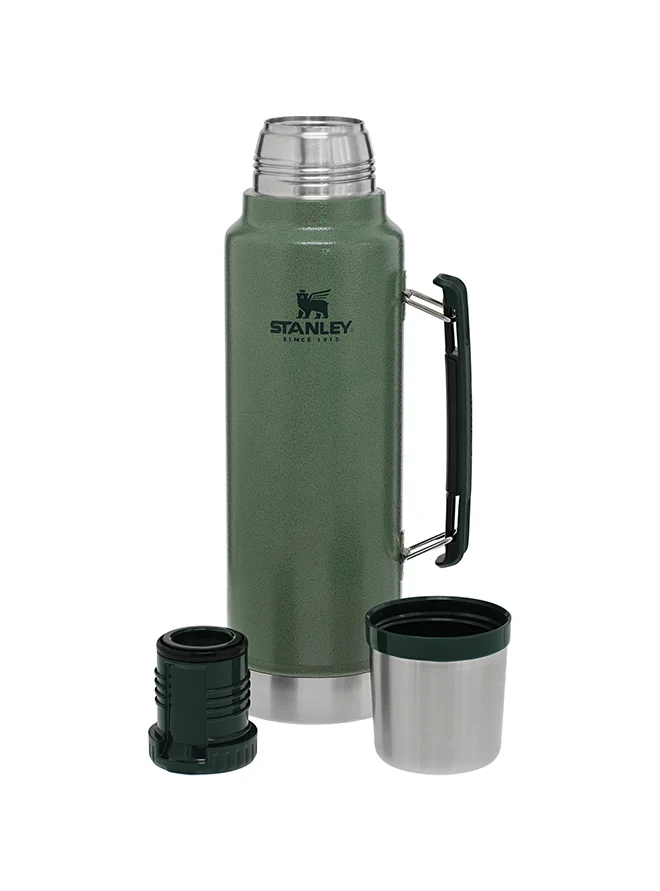 Stanley Stanley Classic Legendary Bottle 1L / 1.1QT Hammertone Green â€“ BPA FREE Stainless Steel Thermos | Keeps Cold or Hot for 24 Hours | Leakproof Lid Doubles as Cup | Dishwasher Safe | Lifetime Warranty