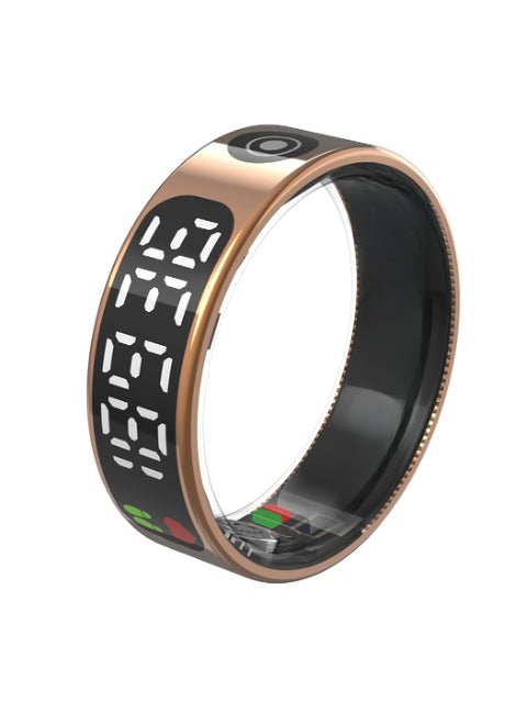 SR09 Smart Ring, Comfortable Rechargeable Fitness Tracker Ring, IP68 Waterproof Digital Display Smart Health Monitoring Ring, Lightweight Bluetooth Ring With Oxygen Heart Rate Sleep Monitoring, (Rose Gold)