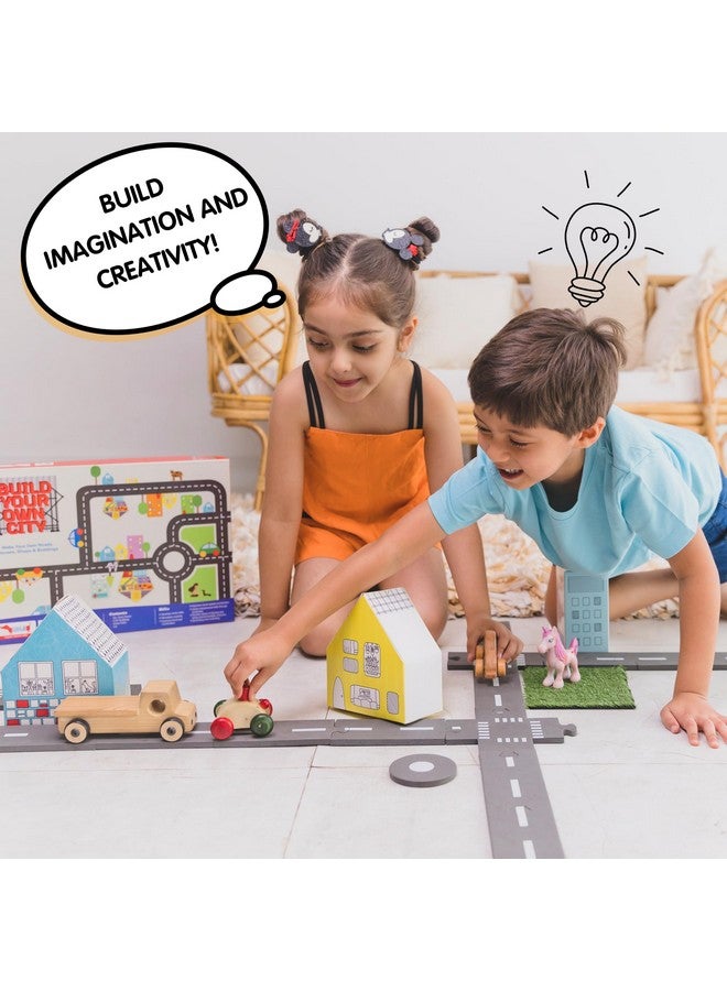 CocoMoco Kids Build Your Own City 50 Pieces Road Track, Flexible Road Puzzle Pretend Play Car Race Track Set, Educational Toy for Kids Ages 5+ Years Boys Girls - Image 4