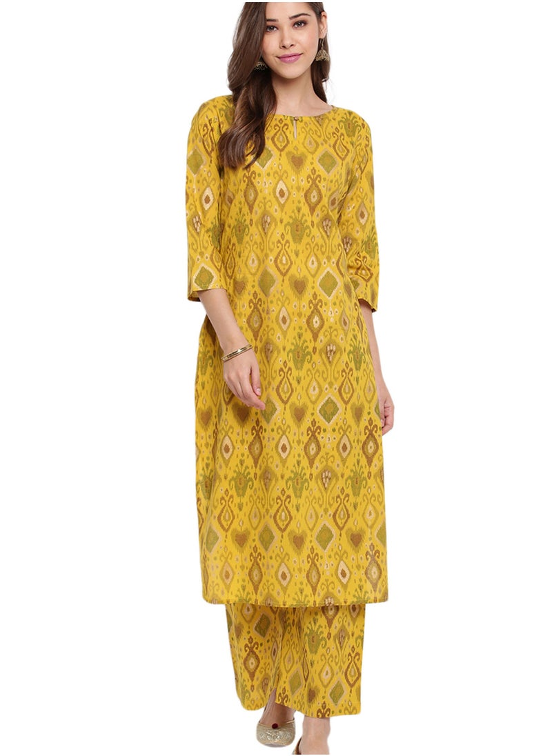 Thunnalkada Ladies Printed Yellow Kurti Pant Set - pzsku/ZBC6D34544A8FA5EED812Z/45/_/1650274003/51681133-a7d1-4b1e-9200-7455efcab0b7