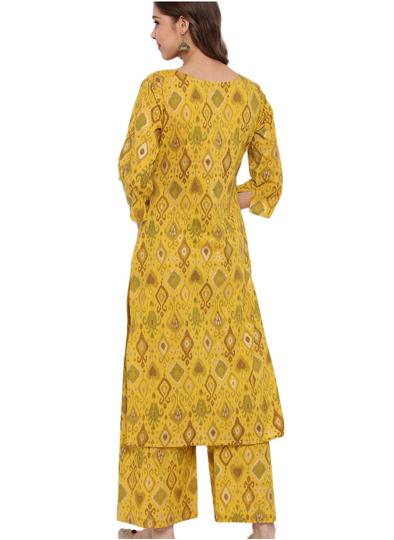 Thunnalkada Ladies Printed Yellow Kurti Pant Set - pzsku/ZBC6D34544A8FA5EED812Z/45/_/1650274003/cfdd9caa-9a05-4b98-9170-bf570c2979dd