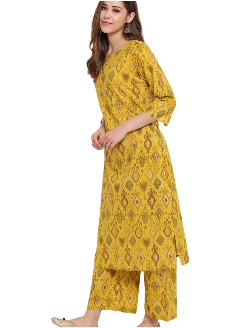 Thunnalkada Ladies Printed Yellow Kurti Pant Set - pzsku/ZBC6D34544A8FA5EED812Z/45/_/1650274003/edc78fe1-5164-4861-8977-f233d637a8bd