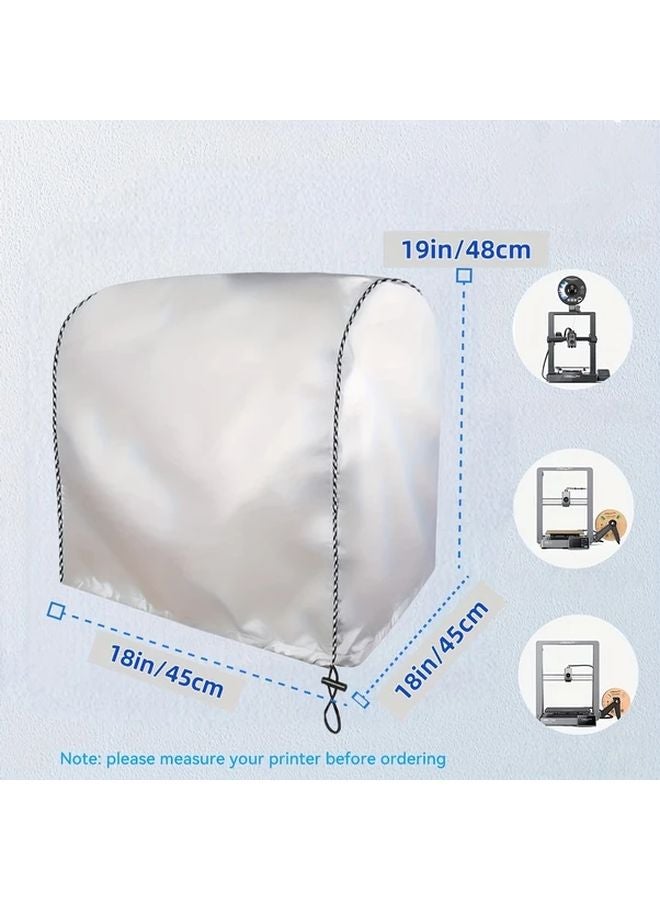 غطاء طابعة ثلاثية الأبعاد محمول ثقيل Oxford Cloth مقاس L فضي مقاوم للغبار ومضاد للضوضاء - Image 3