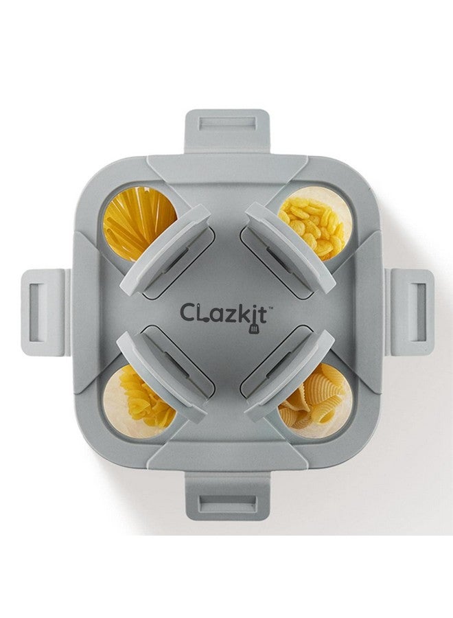 Clazkit حاوية تخزين طعام بلاستيكية شفافة محكمة الإغلاق من كلاس كيت، 4 أقسام، جرة لتخزين البقالة، حزمة من 1، 2000 مل - أسود - Image 4