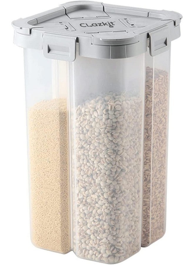 Clazkit حاوية تخزين طعام بلاستيكية شفافة محكمة الإغلاق من كلاس كيت، 4 أقسام، جرة لتخزين البقالة، حزمة من 1، 2000 مل - أسود - Image 3