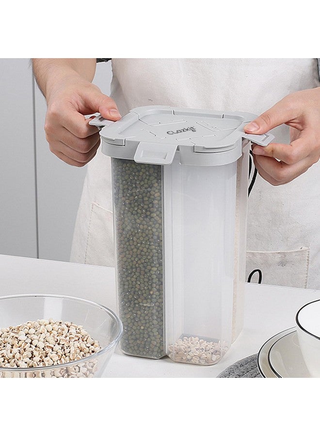 Clazkit حاوية تخزين طعام بلاستيكية شفافة محكمة الإغلاق من كلاس كيت، 4 أقسام، جرة لتخزين البقالة، حزمة من 1، 2000 مل - أسود - Image 5