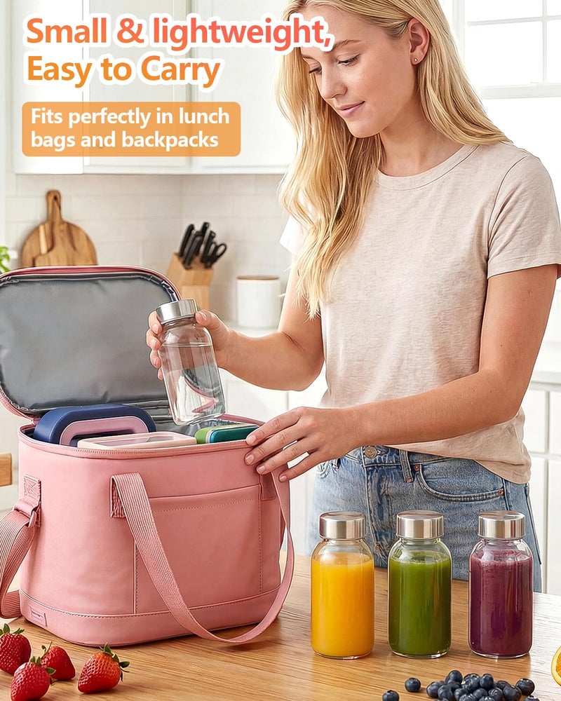 Zukro 8 oz Glass Water Bottles with Lids, Reusable Clear Juice Bottles With Stainless Steel Airtight Cap for Juicing, Ginger Shot, Milk, 250ml Leak Proof Small Smoothie Container, BPA Free, Set of 4 - Image 3