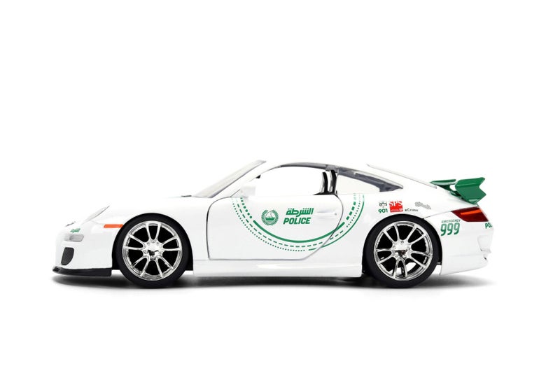 Jada Metal Porsche 911 GT3 Dubai Police Die-Cast Car (1:24, White/Green) - Image 2