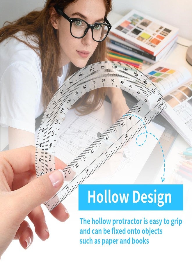 CertBuy 48 Pack Clear Protractor 6 Inch, Plastic Protractor Math Protractors 180 Degrees for Angle Measurement, Protractor for Geometry,Student Math Protractor Ruler for Drawing Geometry Classroom - Image 3