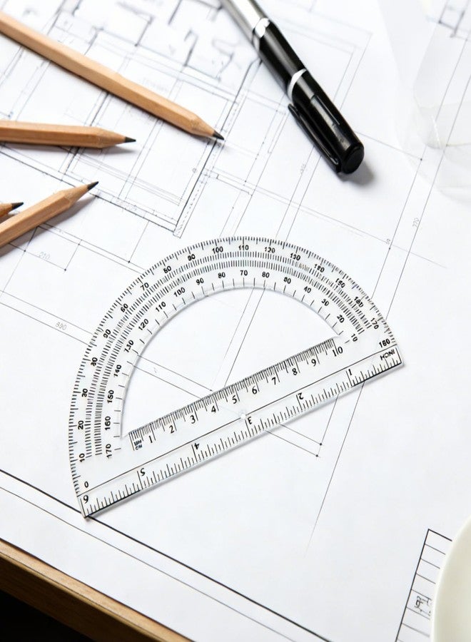 CertBuy 48 Pack Clear Protractor 6 Inch, Plastic Protractor Math Protractors 180 Degrees for Angle Measurement, Protractor for Geometry,Student Math Protractor Ruler for Drawing Geometry Classroom - Image 4