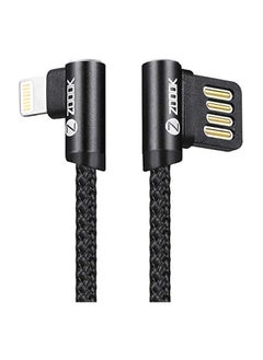 Zoook ZF-BLIC2 - Braided iPhone Charging Cable with METAL L SHAPE 90 DEGREE CONNECTORS on both Ports FOR EASY ACCESS 1.2M - Black  - Image 1