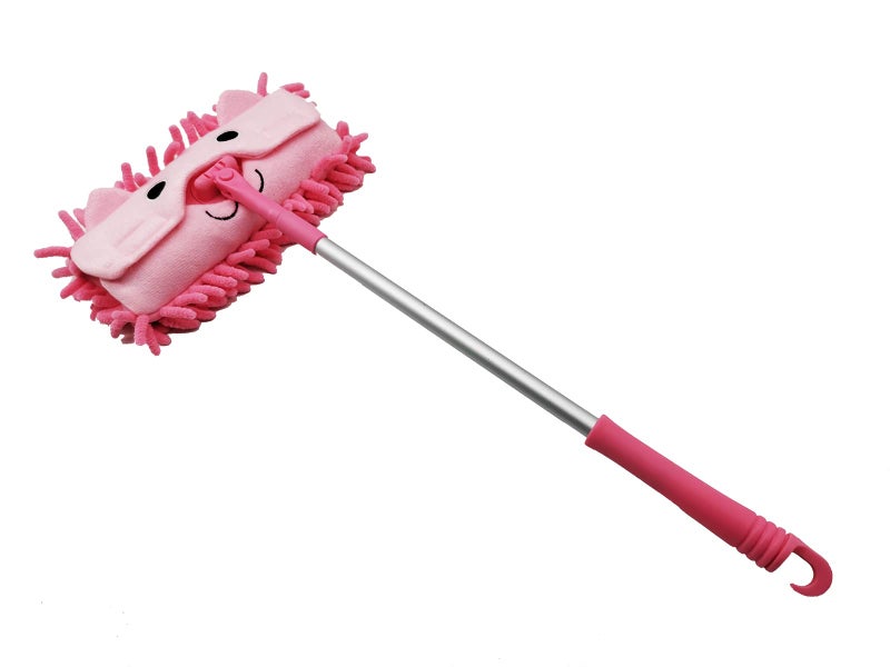 Xifando Mini Microfiber Chenille Cartoon Flat Dust Mop for ChildrenDetachable360 Degree Rotation ExtensionType Pink