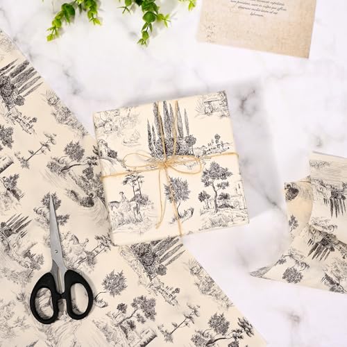 Sanixin 100Pcs Vintage French Tissue Paper for Gift Wrapping Toile Tissue Paper for Gift Bags Decorative Art Tissue for Birthday Party Bridal Shower Craft Supplies - Image 5