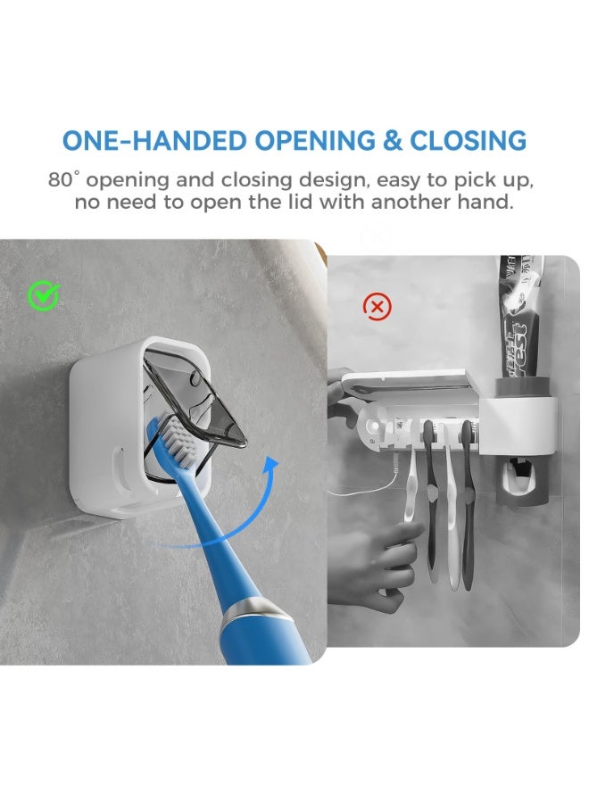 HOMESTAR 2 PCS Dust-Proof Bathroom Toothbrush Holder Wall-Mounted No-Drilling Toothpaste Storage Hanger, Innovative Single Slot Design，Strong Adhesive Sticker Secure And Non-Marking, Double Side Vents Draining And Dust-Proof Design, Individual Toothbrush Dispenser Storage Box, For All Types Of Toothbrushes Bathroom Organizer ，for Home and Travel (White/Grey ，2.6*3*4.4 cm) - Image 3