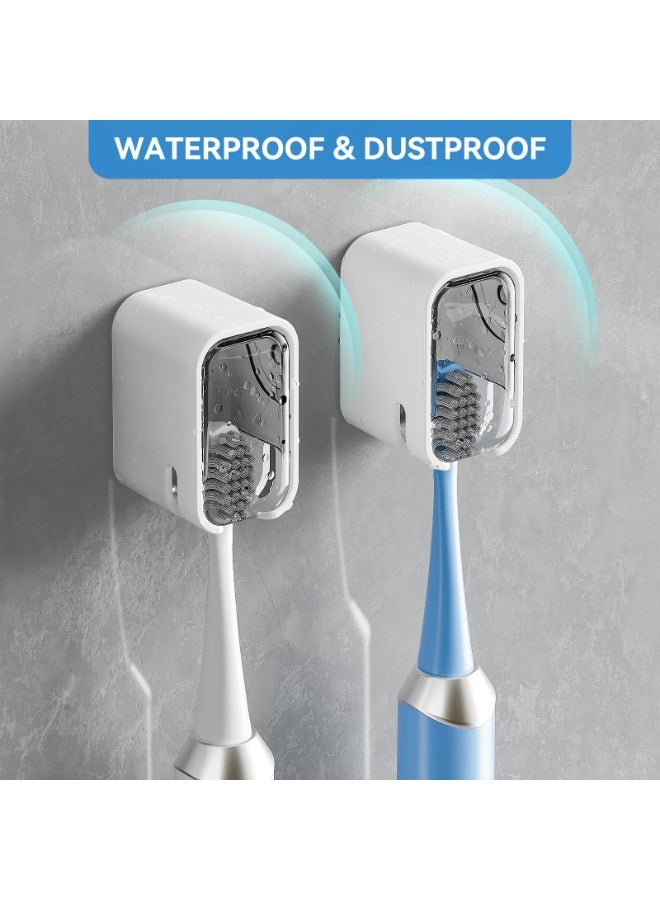HOMESTAR 2 PCS Dust-Proof Bathroom Toothbrush Holder Wall-Mounted No-Drilling Toothpaste Storage Hanger, Innovative Single Slot Design，Strong Adhesive Sticker Secure And Non-Marking, Double Side Vents Draining And Dust-Proof Design, Individual Toothbrush Dispenser Storage Box, For All Types Of Toothbrushes Bathroom Organizer ，for Home and Travel (White/Grey ，2.6*3*4.4 cm) - Image 2