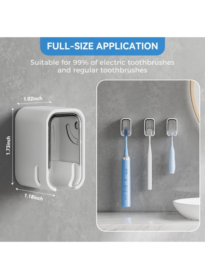 HOMESTAR 2 PCS Dust-Proof Bathroom Toothbrush Holder Wall-Mounted No-Drilling Toothpaste Storage Hanger, Innovative Single Slot Design，Strong Adhesive Sticker Secure And Non-Marking, Double Side Vents Draining And Dust-Proof Design, Individual Toothbrush Dispenser Storage Box, For All Types Of Toothbrushes Bathroom Organizer ，for Home and Travel (White/Grey ，2.6*3*4.4 cm) - Image 5