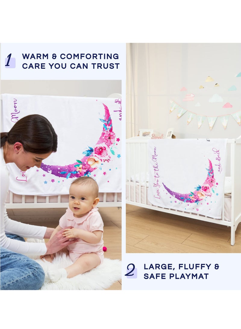 KASTWAVE Baby Milestone Blanket for Baby Girl - 60"x40" Moon Baby Month Blanket for Girls - First Year Calendar Growth Chart, New Moms Set, Wrinkle Free, Washable, Dryable Headband - Baby Girl Shower Gifts  - Image 2