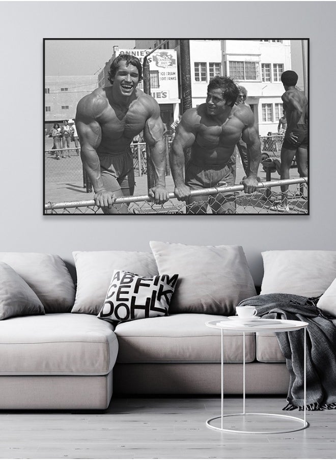 Generic - black,and,white,gym,workout,poster,arnold,schwarzenegger,art,muscle,prints,retro,motivational,sport,canvas,painting,fitness,art - Image 1