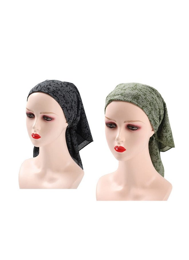 K-Elewon - 27.5” Women Medium Square Scarf Head Scarf- 2Pcs Neck Scarf Hair Scarf Head Sleeping Wraps Scarfs For Women H07-03 - Image 1