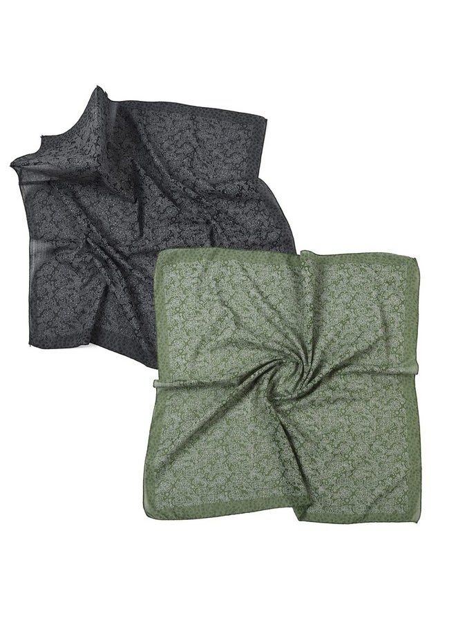 K-Elewon - 27.5” Women Medium Square Scarf Head Scarf- 2Pcs Neck Scarf Hair Scarf Head Sleeping Wraps Scarfs For Women H07-03 - Image 1
