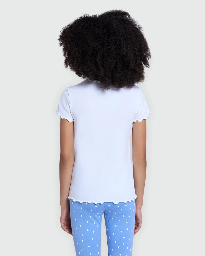 Ovs  Girls' Ribbed Tee In Lucent White for Women | Best Price UAE