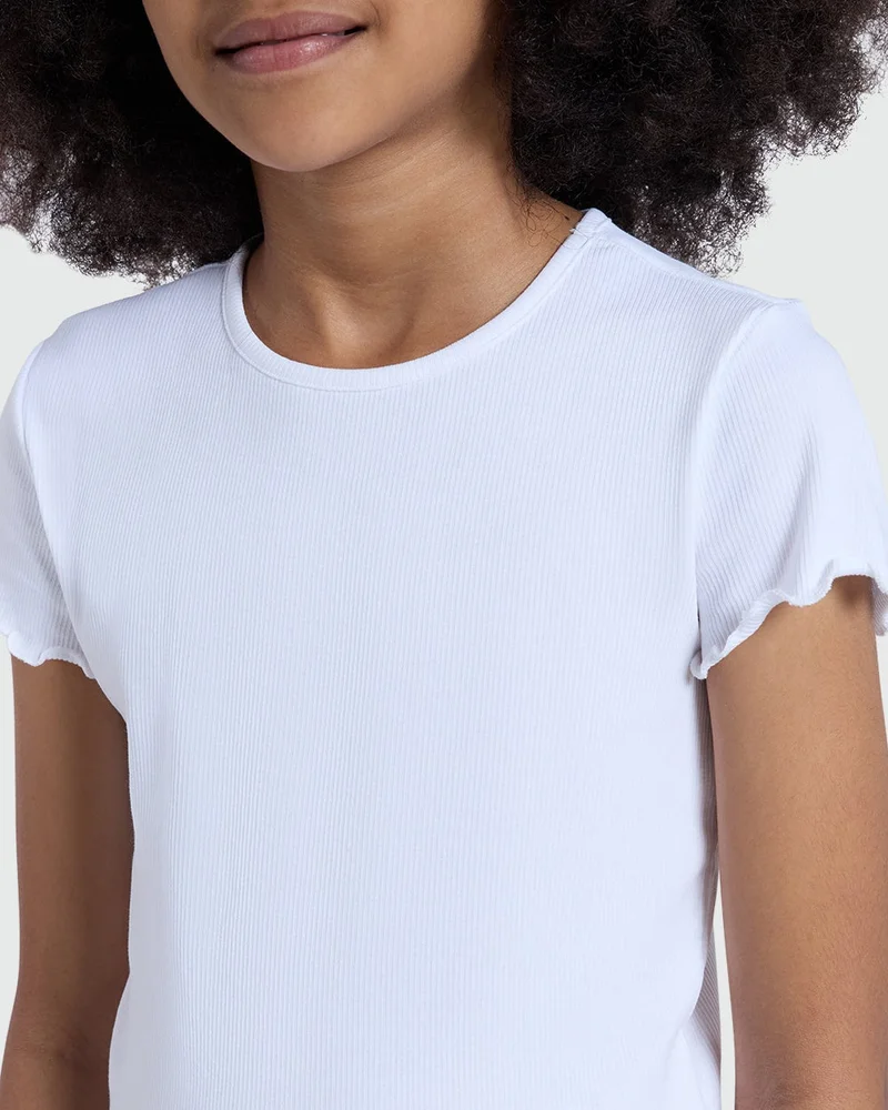 Ovs  Girls' Ribbed Tee In Lucent White for Women | Best Price UAE