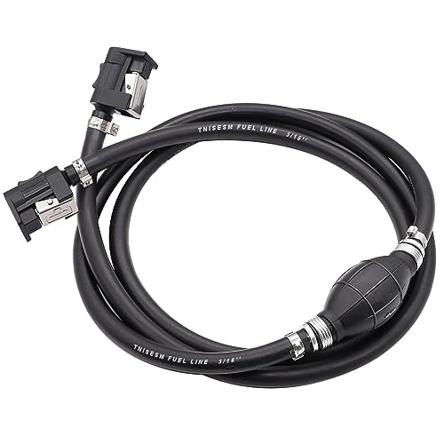 Tnisesm 5/16" 6FT Fuel Line Assembly, with Connector Rubber Marine Outboard Boat Motor RVs Fuel Assembly with Primer Bulb 304 Steel Hose Clamps - Image 1