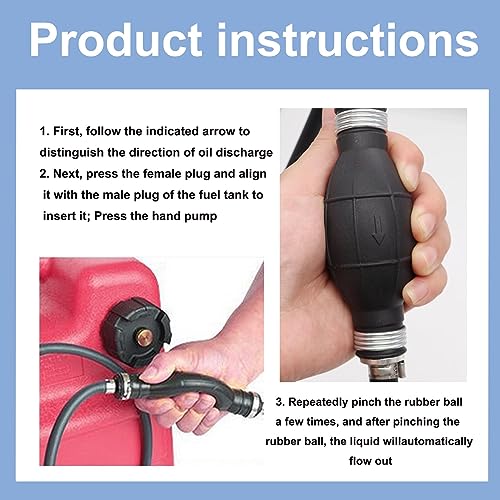 Tnisesm 5/16" 6FT Fuel Line Assembly, with Connector Rubber Marine Outboard Boat Motor RVs Fuel Assembly with Primer Bulb 304 Steel Hose Clamps - Image 5