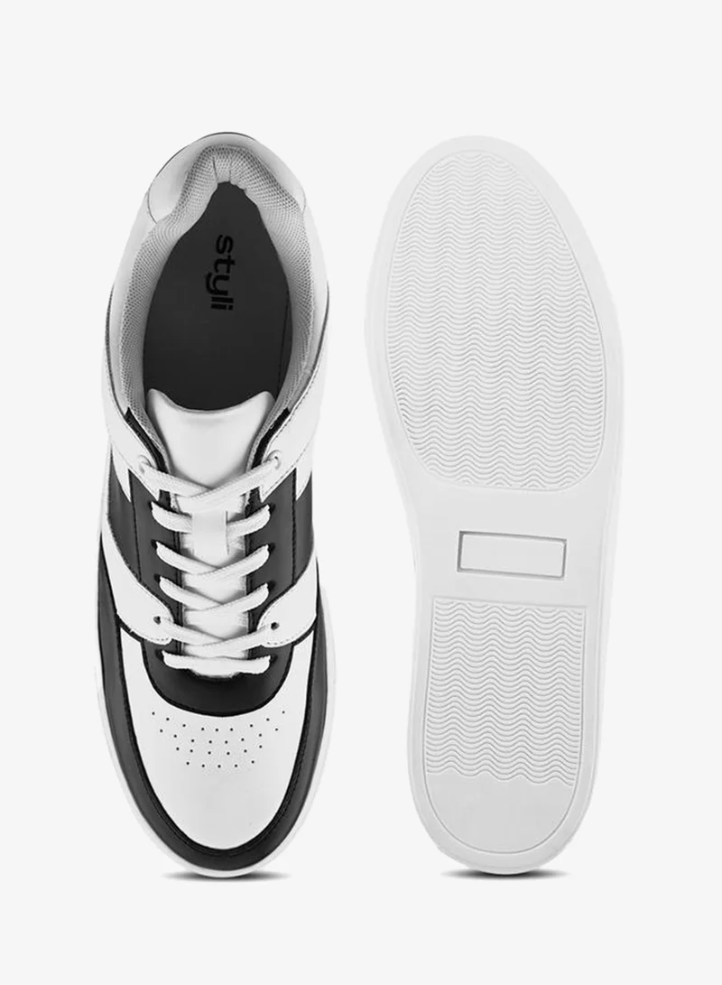 Styli Active white Color Block Lace Up Sneakers for Men | Best Price UAE