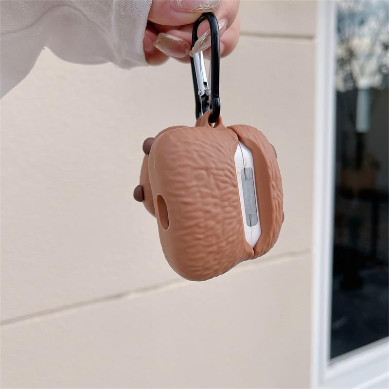 ELVRLA Earphone Case for AirPods 4, Cute Holding Orange Calm Capybara Soft TPU Silicone Cover, Lovely Brown Capybara AirPods 4 Cover Protective Skin Shockproof Protector for Earbuds - Image 4