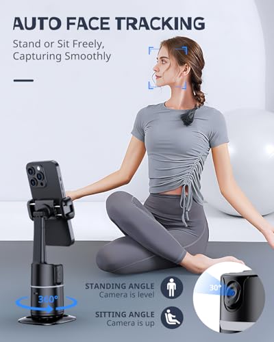 UBeesize Auto Face Tracking Tripod with Adjustable Desk Tripod 360 Rotating vlogging kit for iPhone with Remote Gesture Control Rechargeable Selfie Fill Light No App Required - Image 3