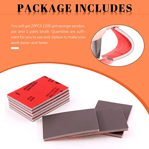 Tanstic 21Pcs 1200-1500 Grits Sanding Sponge Sanding Pads Flexible Wet Dry Soft Foam Sanding Blocks with 2.5 inch Paint Brush for Wood Metal Drywall Furniture - Image 3