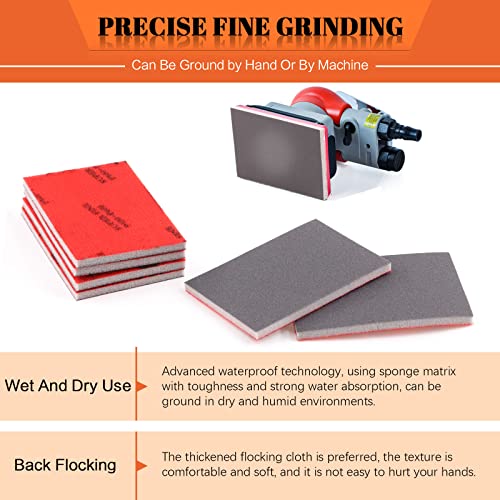 Tanstic 21Pcs 1200-1500 Grits Sanding Sponge Sanding Pads Flexible Wet Dry Soft Foam Sanding Blocks with 2.5 inch Paint Brush for Wood Metal Drywall Furniture - Image 5