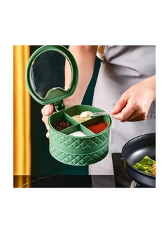 Spaceshoop 3 Compartments Seasoning Box With Lid and Handle Faux Leather Look Spice Pots  - Image 2