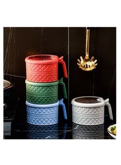 Spaceshoop 3 Compartments Seasoning Box With Lid and Handle Faux Leather Look Spice Pots  - Image 5