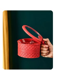 Spaceshoop 3 Compartments Seasoning Box With Lid and Handle Faux Leather Look Spice Pots  - Image 4