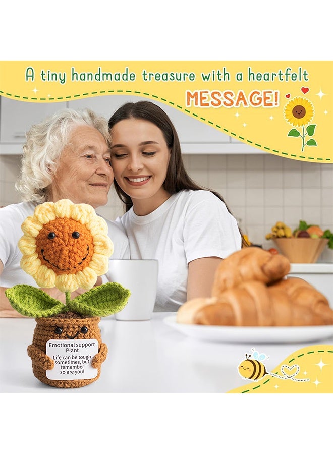 Knitted Flowers Cute Crochet Emotional Support Knitted Positive Energy Doll Handmade Kintted Doll Car Table Decor Friends Gift - Image 3