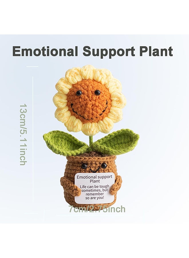 Knitted Flowers Cute Crochet Emotional Support Knitted Positive Energy Doll Handmade Kintted Doll Car Table Decor Friends Gift - Image 2