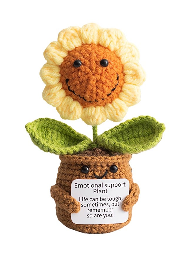 Knitted Flowers Cute Crochet Emotional Support Knitted Positive Energy Doll Handmade Kintted Doll Car Table Decor Friends Gift - Image 1