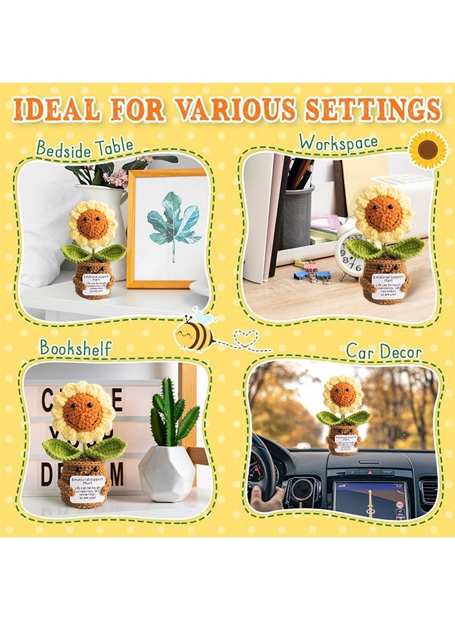 Knitted Flowers Cute Crochet Emotional Support Knitted Positive Energy Doll Handmade Kintted Doll Car Table Decor Friends Gift - Image 5